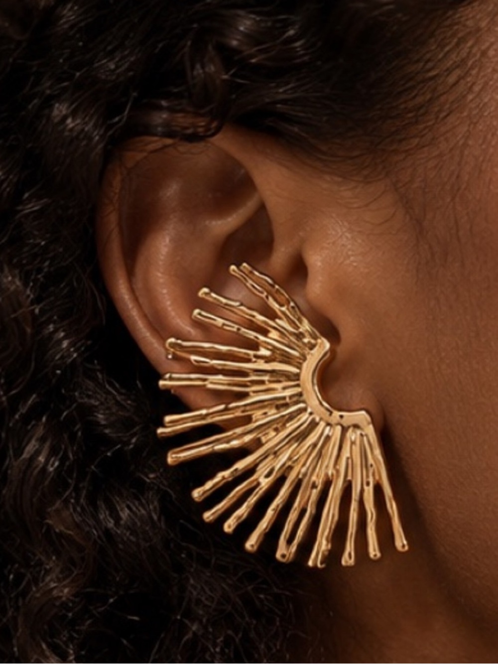 Gold Sunburst Radiant Ear Cuff